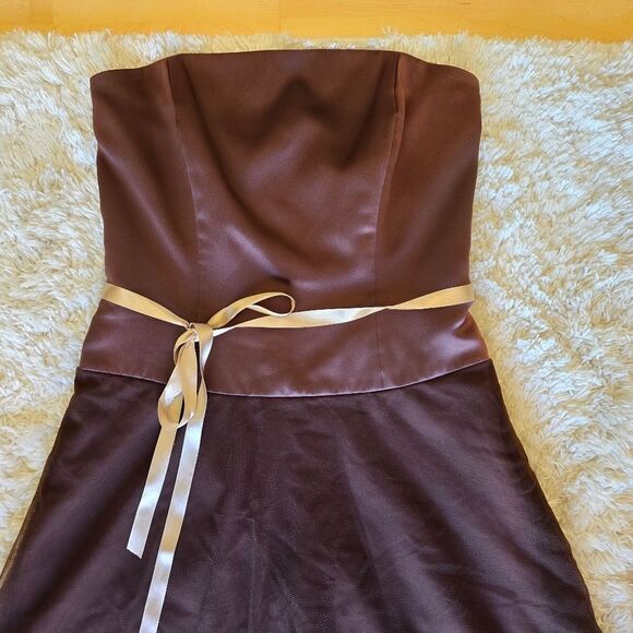B2 Womens Elegant Brown Strapless Dress Size 14 Renaissance Fairycore - Picture 7 of 10